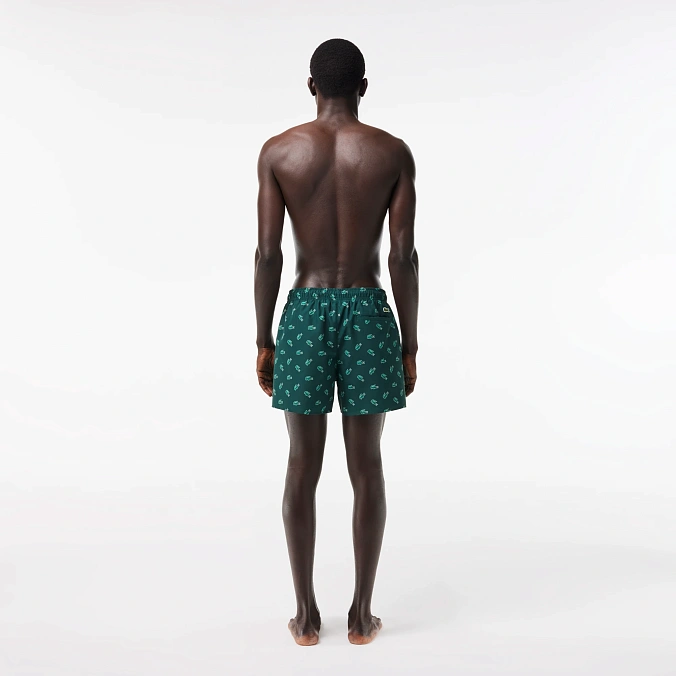 Шорты Lacoste Crocodile Print Swim Trunks Green/White